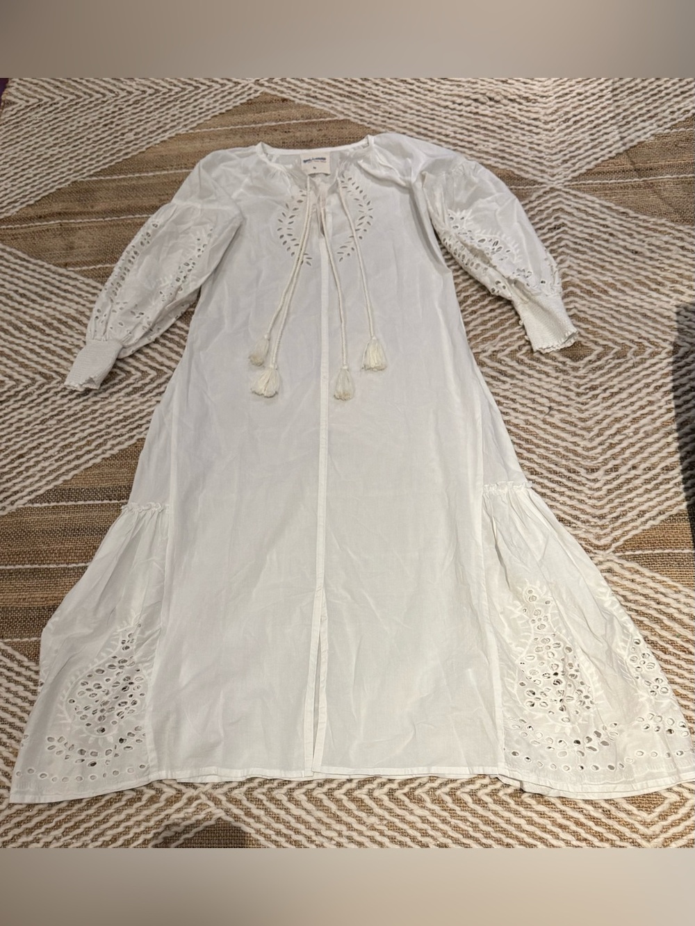 Gallabia white 100% cotton kaftan, Size M